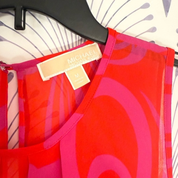 Michael Kors Red and Purple Swirl Sleeveless Top size medium - Picture 3 of 5